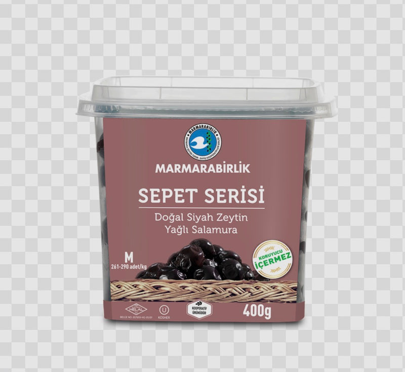 Marmarabirlik Sepet Serisi Dogal Yagli Salamura Siyah Zeytin M 400 gr.