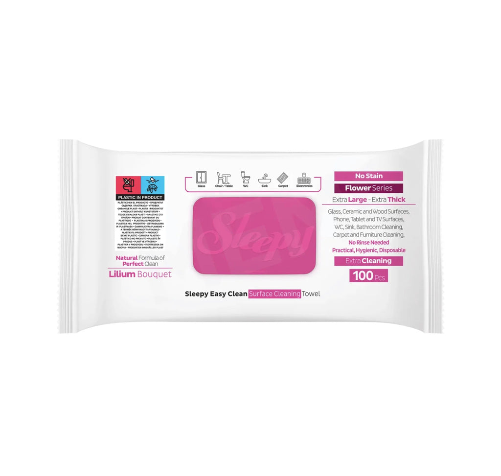 Sleepy 100 pcs Surface Cleaning Antibacterial Towels |Lilium Bouquet