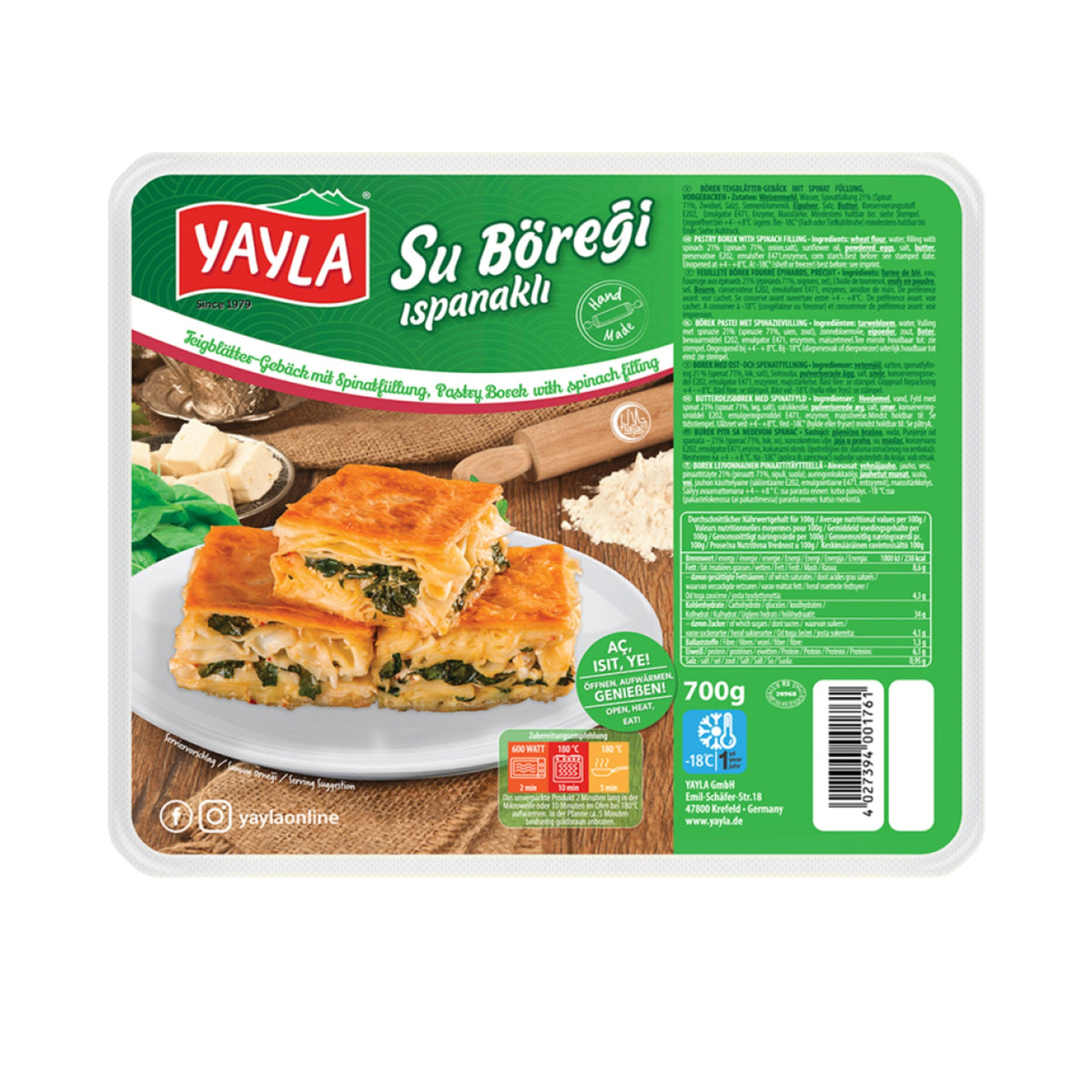 Yayla Su Boregi Boiled Pastry With cheese and spanish 700g