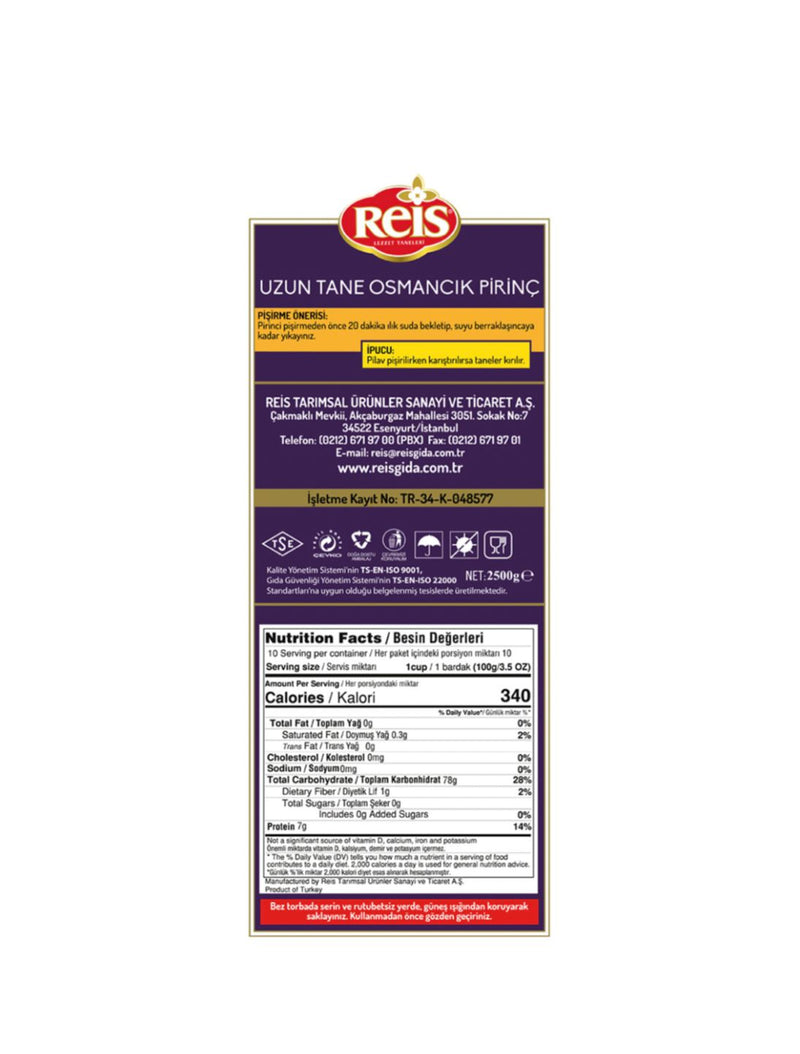 Reis Uzun Tane Osmancik Rice - Yerli   1kg